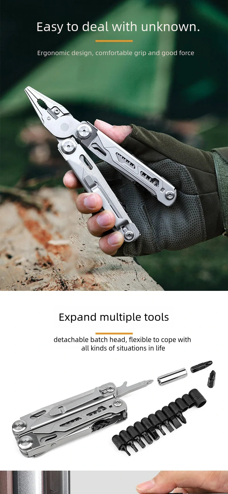DL30 Hand Tools Multi-tool Pliers Set Tactical Multitool Edc Camping and Hunting Multifunctional Folding Knife, Gifts for Men