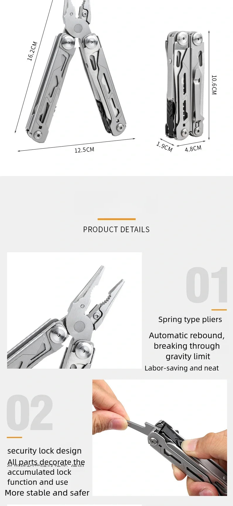 DL30 Hand Tools Multi-tool Pliers Set Tactical Multitool Edc Camping and Hunting Multifunctional Folding Knife, Gifts for Men