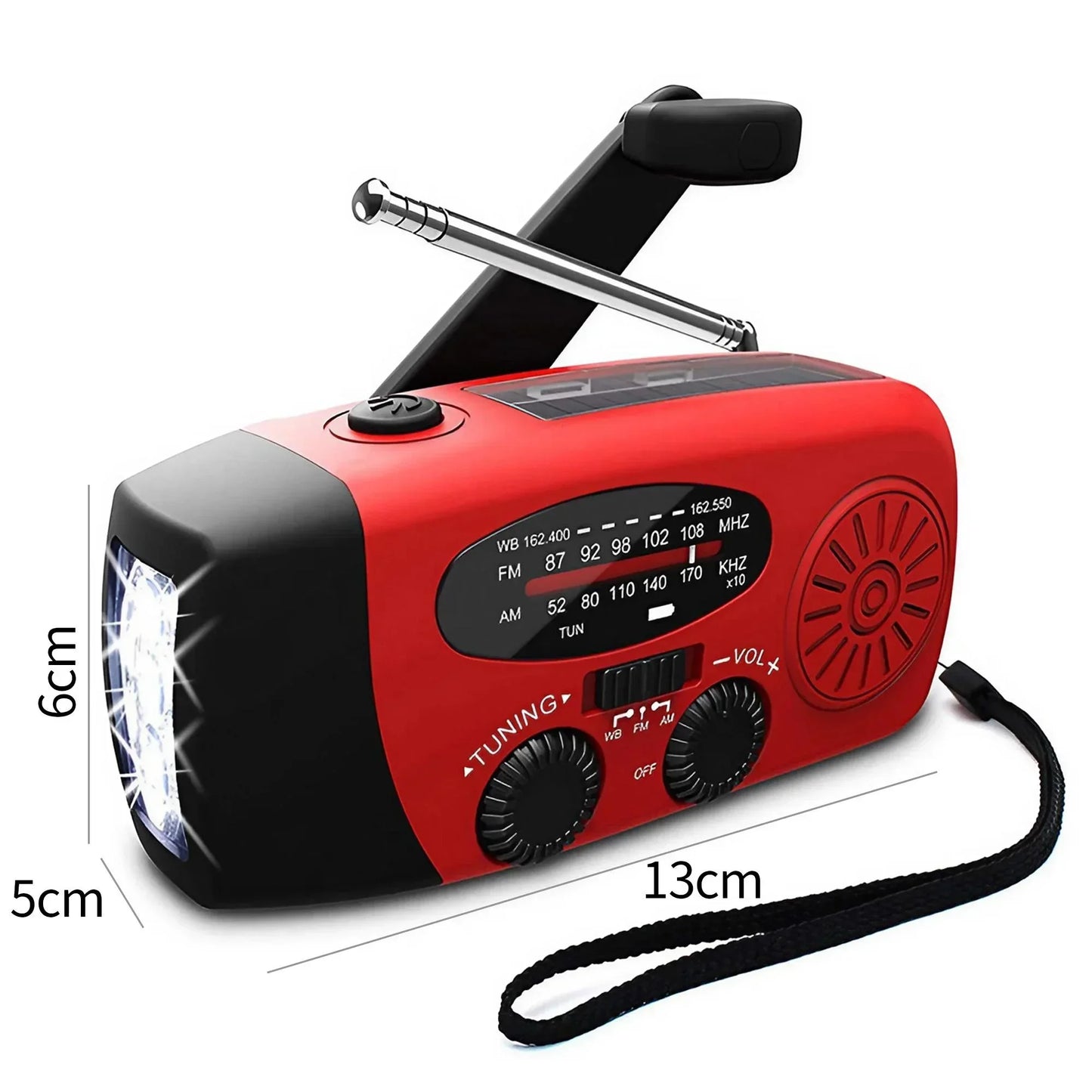 2000mAh Solar Hand Crank Emergency Radio AM FM WB NOAA Weather Alert USB Charger LED Flashlight Power Bank for Outdoor