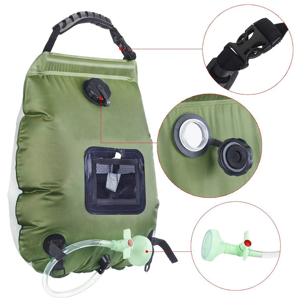 Camping Shower Bag Strong PVC Water Bag 20L Solar Energy Heat Camp Shower Bag