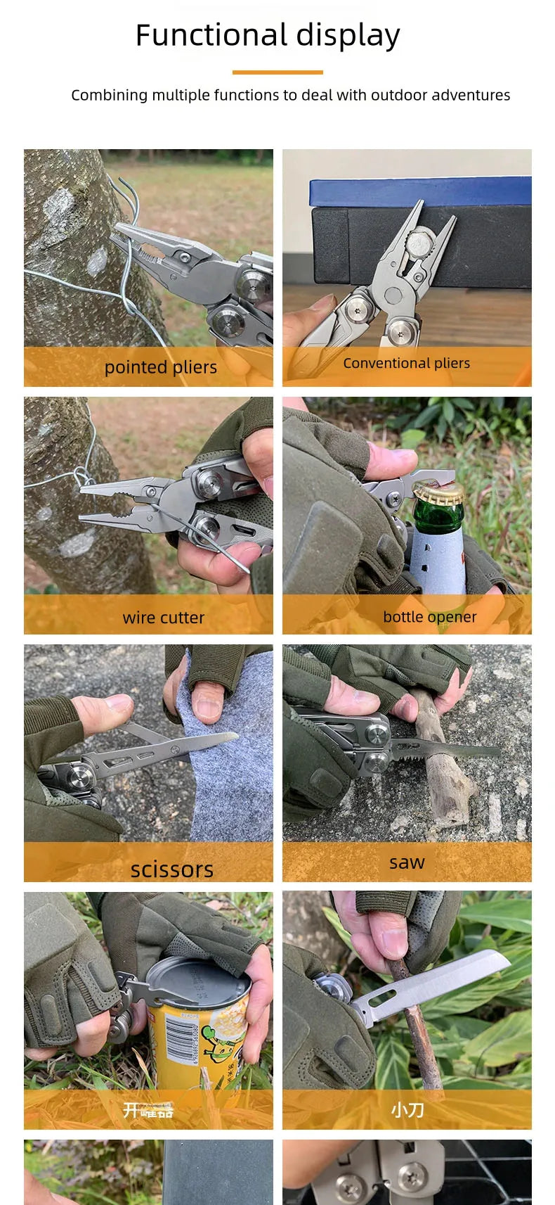 DL30 Hand Tools Multi-tool Pliers Set Tactical Multitool Edc Camping and Hunting Multifunctional Folding Knife, Gifts for Men