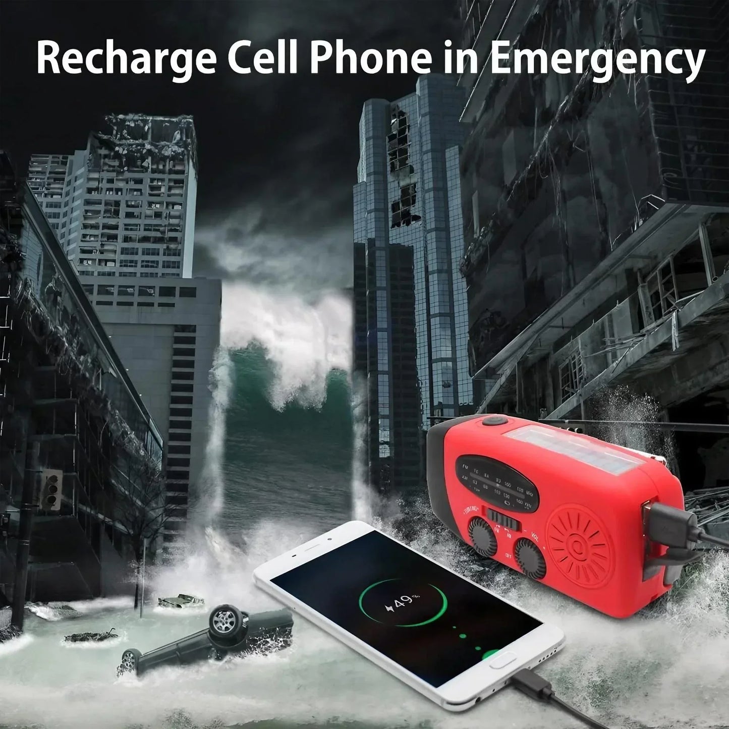 2000mAh Solar Hand Crank Emergency Radio AM FM WB NOAA Weather Alert USB Charger LED Flashlight Power Bank for Outdoor