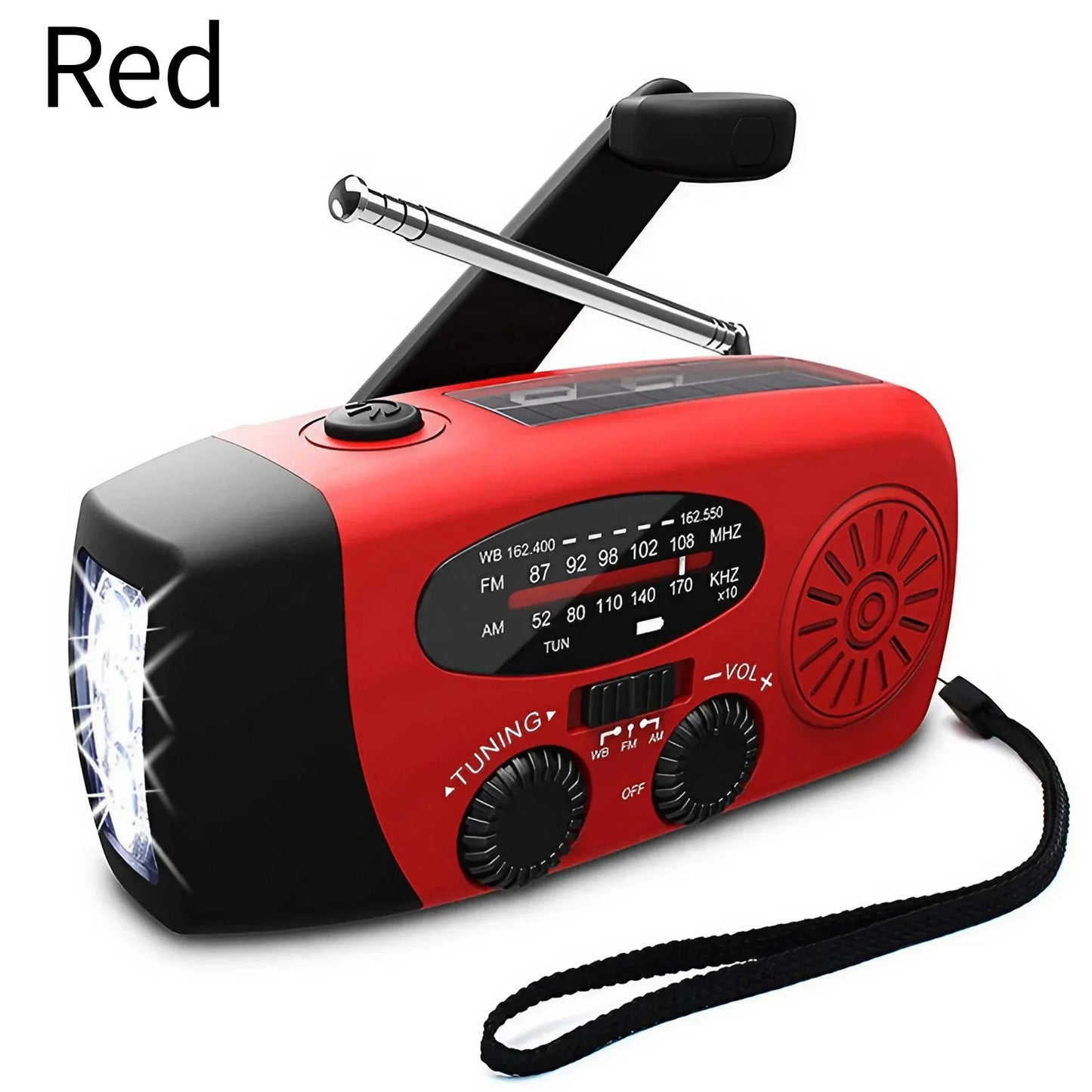 2000mAh Solar Hand Crank Emergency Radio AM FM WB NOAA Weather Alert USB Charger LED Flashlight Power Bank for Outdoor