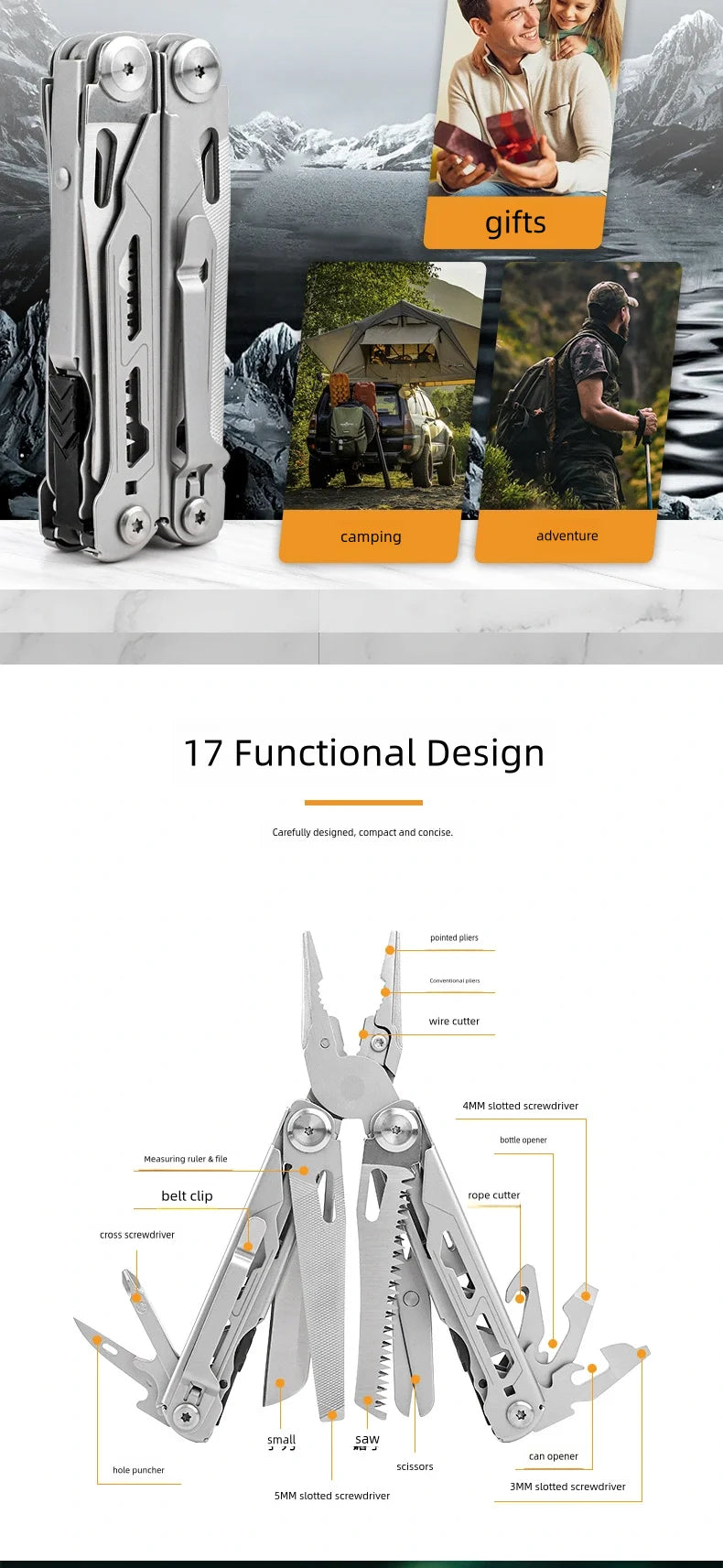 DL30 Hand Tools Multi-tool Pliers Set Tactical Multitool Edc Camping and Hunting Multifunctional Folding Knife, Gifts for Men