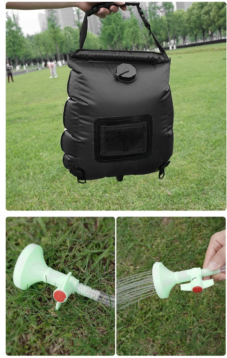 Camping Shower Bag Strong PVC Water Bag 20L Solar Energy Heat Camp Shower Bag